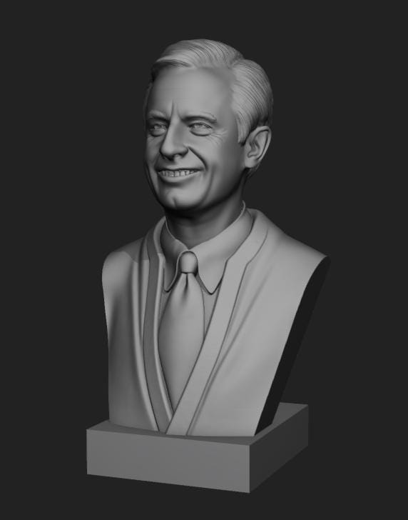 Mr Rogers Bust Sculpture – 3D Printed Bust with Museum Quality Finish for Library Decor