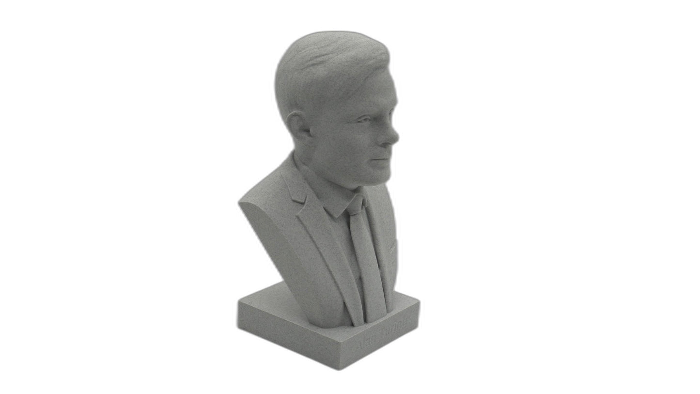 Alan Turing Bust – 3D Printed Sculpture | Computer Scientist Statue with Hand Painted Finish