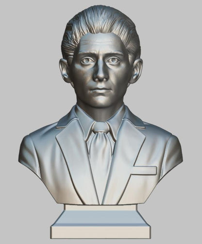 Franz Kafka Bust Sculpture – 3D Printed Bust | Gilded Booktok Statue for Office Bookshelf Decor