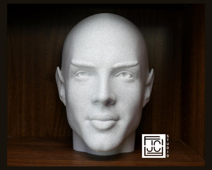 Bald Spock Bust – Minimalist Vulcan Sculpture | 3D Printed Sci-Fi Statue for Office & Library Decor