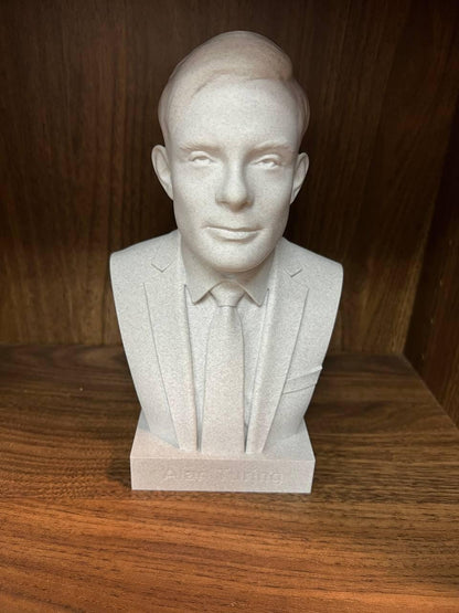Alan Turing Bust – 3D Printed Sculpture | Computer Scientist Statue with Hand Painted Finish