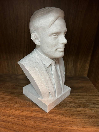 Alan Turing Bust – 3D Printed Sculpture | Computer Scientist Statue with Hand Painted Finish