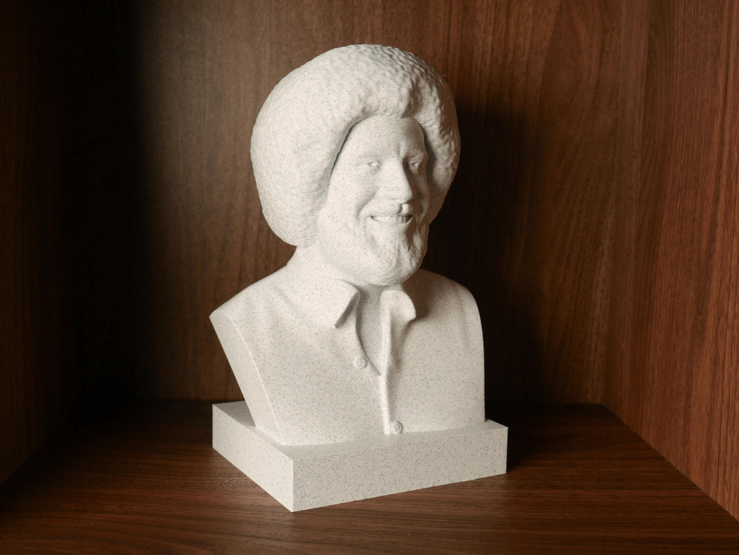 Bob Ross Bust Sculpture – 3D Printed Bust for Office & Library Decor