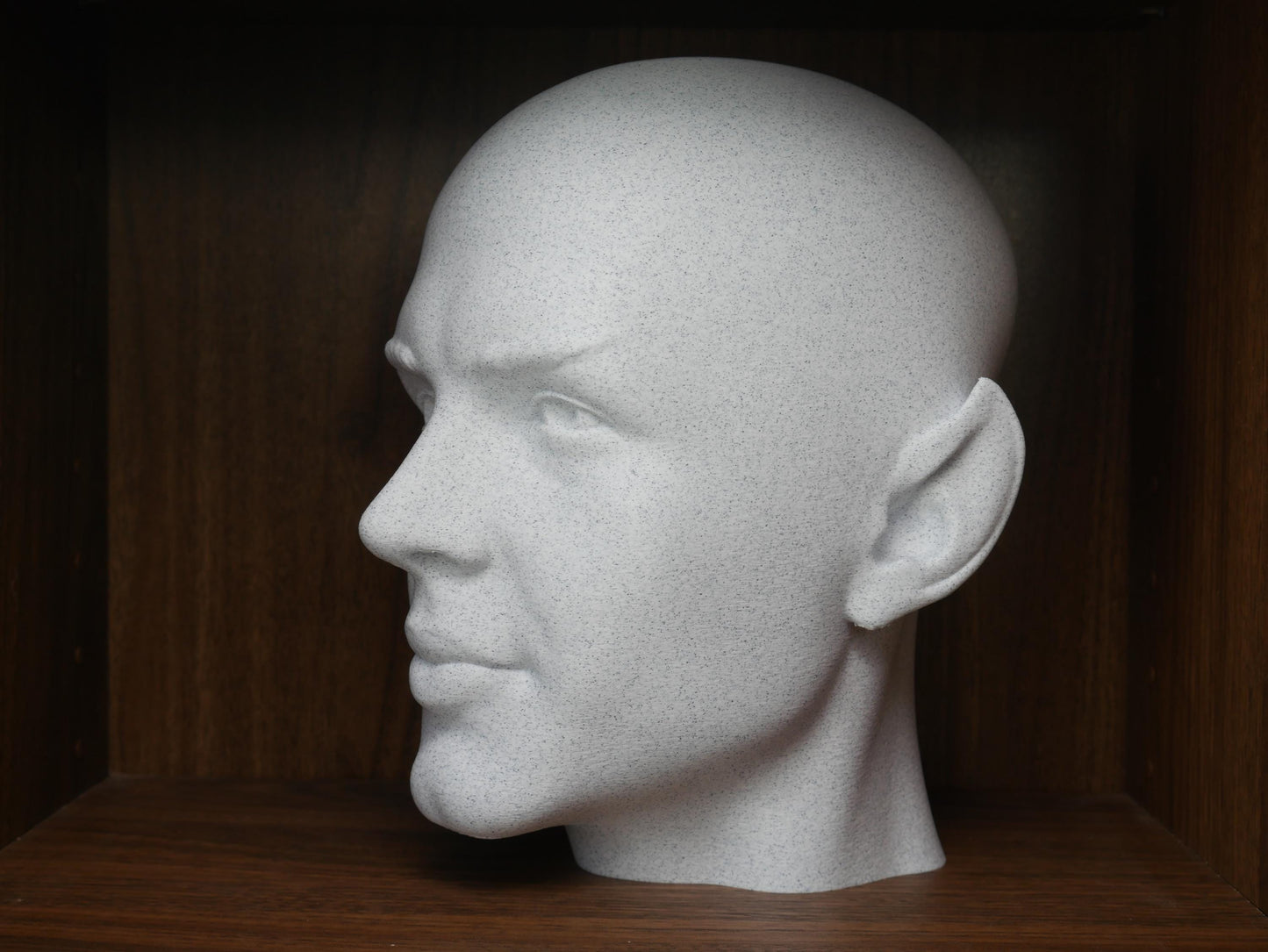 Bald Spock Bust – Minimalist Vulcan Sculpture | 3D Printed Sci-Fi Statue for Office & Library Decor