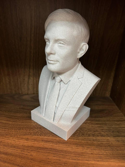 Alan Turing Bust – 3D Printed Sculpture | Computer Scientist Statue with Hand Painted Finish