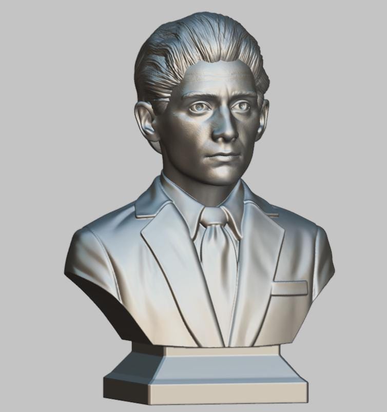Franz Kafka Bust Sculpture – 3D Printed Bust | Gilded Booktok Statue for Office Bookshelf Decor