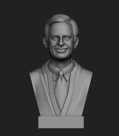 Mr Rogers Bust Sculpture – 3D Printed Bust with Museum Quality Finish for Library Decor