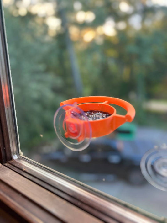 Bird Feeder Window Suction Cup Holder for Seeds Jelly or Avian Food Outdoor Rated with ASA Filament 3D Printed