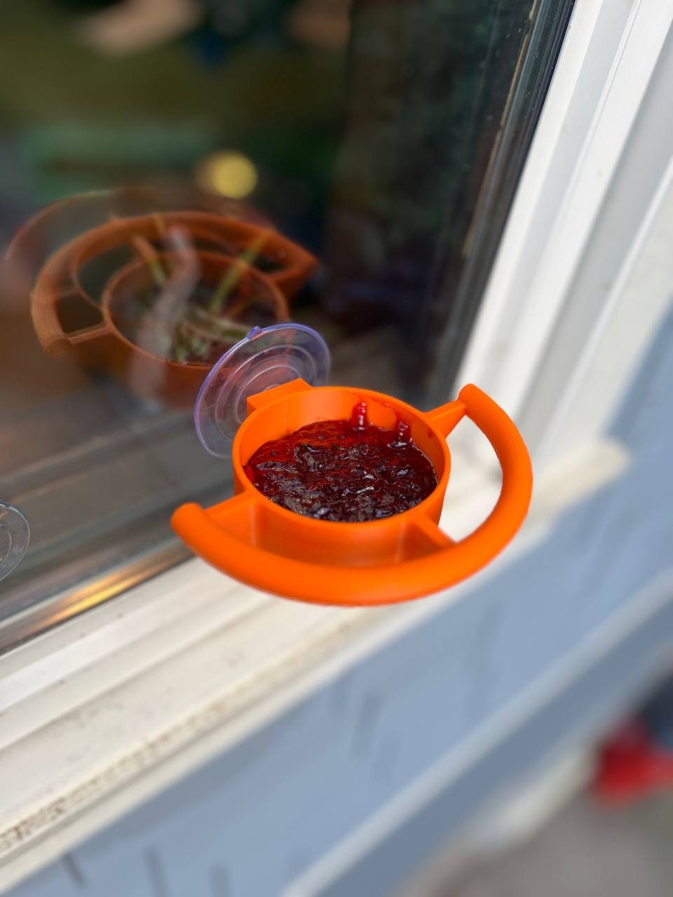 Bird Feeder Window Suction Cup Holder for Seeds Jelly or Avian Food Outdoor Rated with ASA Filament 3D Printed