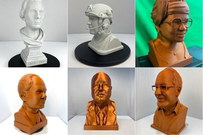 Life Size Custom 3D Printed Marble Color or Painted PLA Bust | Personalized Sculpture | Send us 3+ Photos & We'll Sculpt and Print a 3D Bust