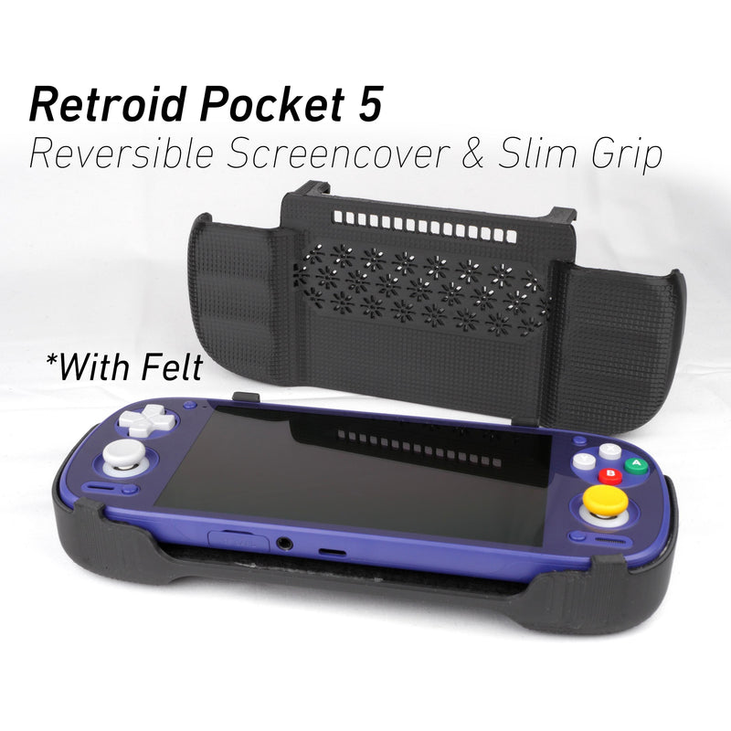 Felt Retroid Pocket 5 Grip 2-in-1 Reversible Screen Cover & Slim Comfort Grip Case with Felt Wrap Ergonomic RP 5 Handheld 2n1 Deluxe