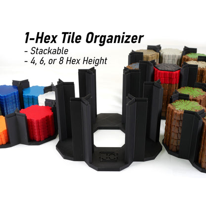 Hero Scape Single Hex Organizer | Stack and Maintain Your Single Hex Pieces | Paintable Miniature Board Game | Bin Box Container Storage