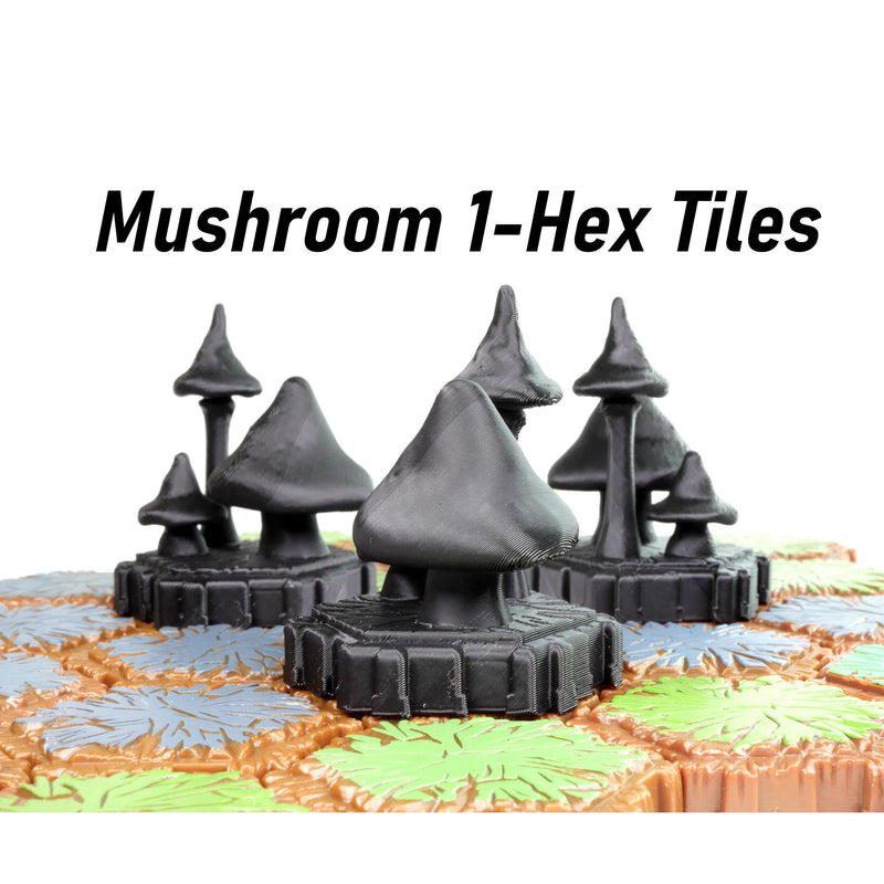 Hero Scape Single Hex Obstacle Mushrooms | Tabletop Terrain Hex Pieces | Paintable Miniature Board Game | DnD Role Play Game Upgrade Tile