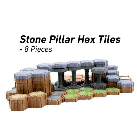 Stone Pillars Hero Scape Single Hex Obstacle | Tabletop Terrain Structure Piece | Miniature Board Game | DnD Role Play Game Upgrade Tile Kit