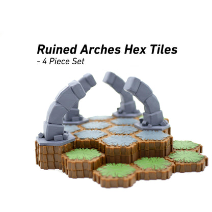Ruined Arches Hero Scape Single Hex Obstacle | Tabletop Terrain Structure Piece | Miniature Board Game | DnD Role Play Game Upgrade Tile Kit