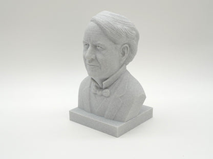 Thomas Alva Edison Life Size Sculpture Bust 3D Printed Decor Electrician Engineer Sculpt Inventor Business Electricity Founding Bookshelf