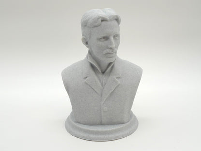 Nikola Tesla Life Size Sculpture Bust 3D Printed Decor Electrician Engineer Sculpt Inventor Business Electricity Founding Bookshelf
