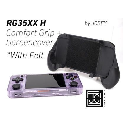 Felt Anbernic RG35XX-H Grip 2-in-1 Reversible Screen Cover & Thick Comfort Grip Case with Felt Wrap Ergonomic RG35X Handheld 2n1 RG35 Deluxe