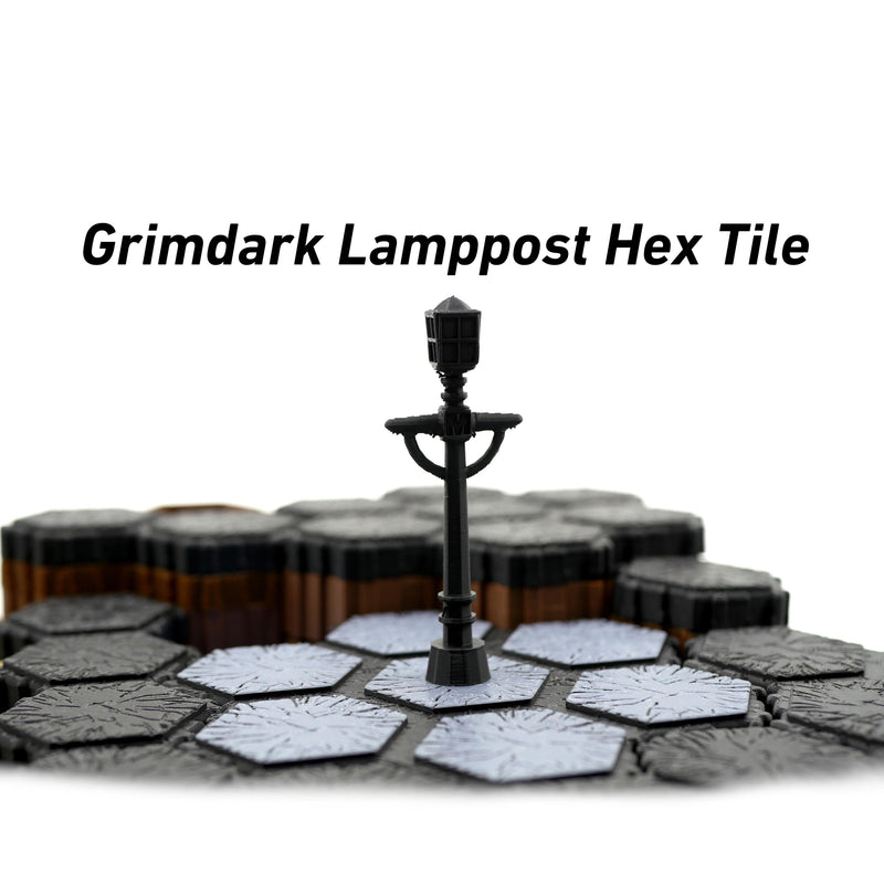 Grimdark Lamppost Hero Scape Seven Hex Obstacle | Tabletop Terrain Structure Piece | Miniature Board Game | DnD Role Play Game Upgrade Tile