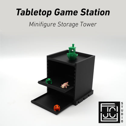 Minifigure Storage Tower Tabletop Game Station Modular Add-On | Dice Tower | Board Game Organizer Tokens and Cards DnD | WyldForm SpaceBar