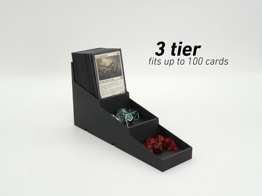 Modular TCG Display Stand – Fits 40/60/100 Card Decks – Expandable Tiered Organizer for Trading Cards & Game Tokens – Black by JCSFY