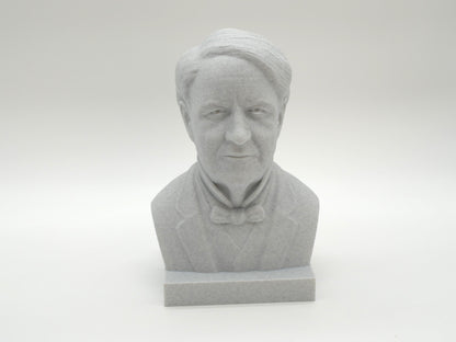 Thomas Alva Edison Life Size Sculpture Bust 3D Printed Decor Electrician Engineer Sculpt Inventor Business Electricity Founding Bookshelf