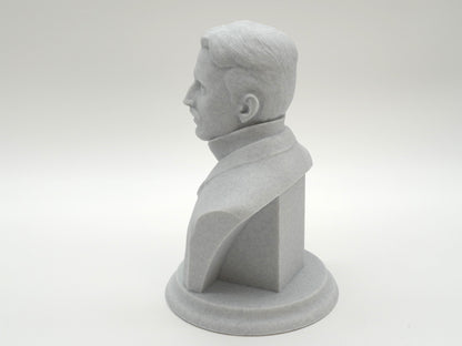 Nikola Tesla Life Size Sculpture Bust 3D Printed Decor Electrician Engineer Sculpt Inventor Business Electricity Founding Bookshelf
