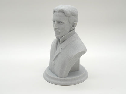 Nikola Tesla Life Size Sculpture Bust 3D Printed Decor Electrician Engineer Sculpt Inventor Business Electricity Founding Bookshelf