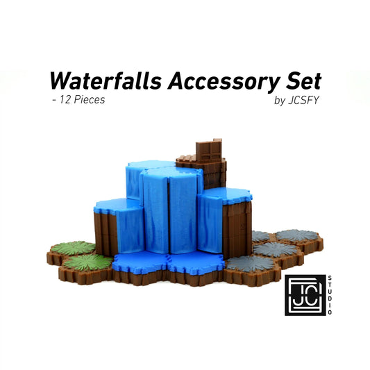 Waterfalls Accessory Hero Scape Compatible Hex Terrain | Tabletop Battle Pieces | Paintable Miniature Board Game| Role Play heroscape pieces