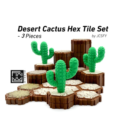 Desert Cactus Hero Scape Single Hex Obstacle | Tabletop Terrain Piece | Magic Miniature Board Game | DnD Role Play Game Upgrade Tile Kit