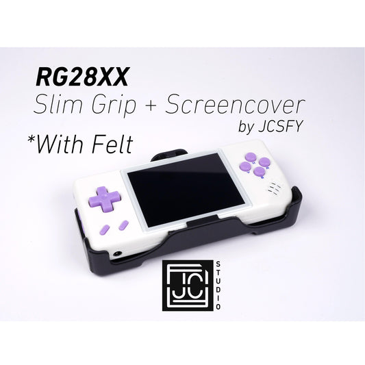 Anbernic RG28XX Grip 2-in-1 RG28 Screen Cover Reversible Comfort Grip Felt Lining Case with Felt Wrap Ergonomic RG28X Handheld two in one