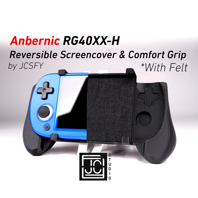 Felt Anbernic RG40XX-H Grip 2-in-1 Reversible Screen Cover & Thick Comfort Grip Case with Felt Wrap Ergonomic RG40X Handheld 2n1 RG40 Deluxe