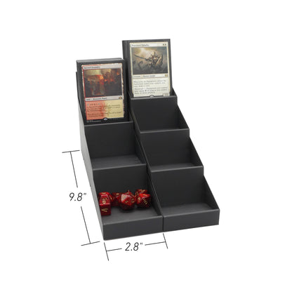 Modular TCG Display Stand – Fits 40/60/100 Card Decks – Expandable Tiered Organizer for Trading Cards & Game Tokens – Black by JCSFY