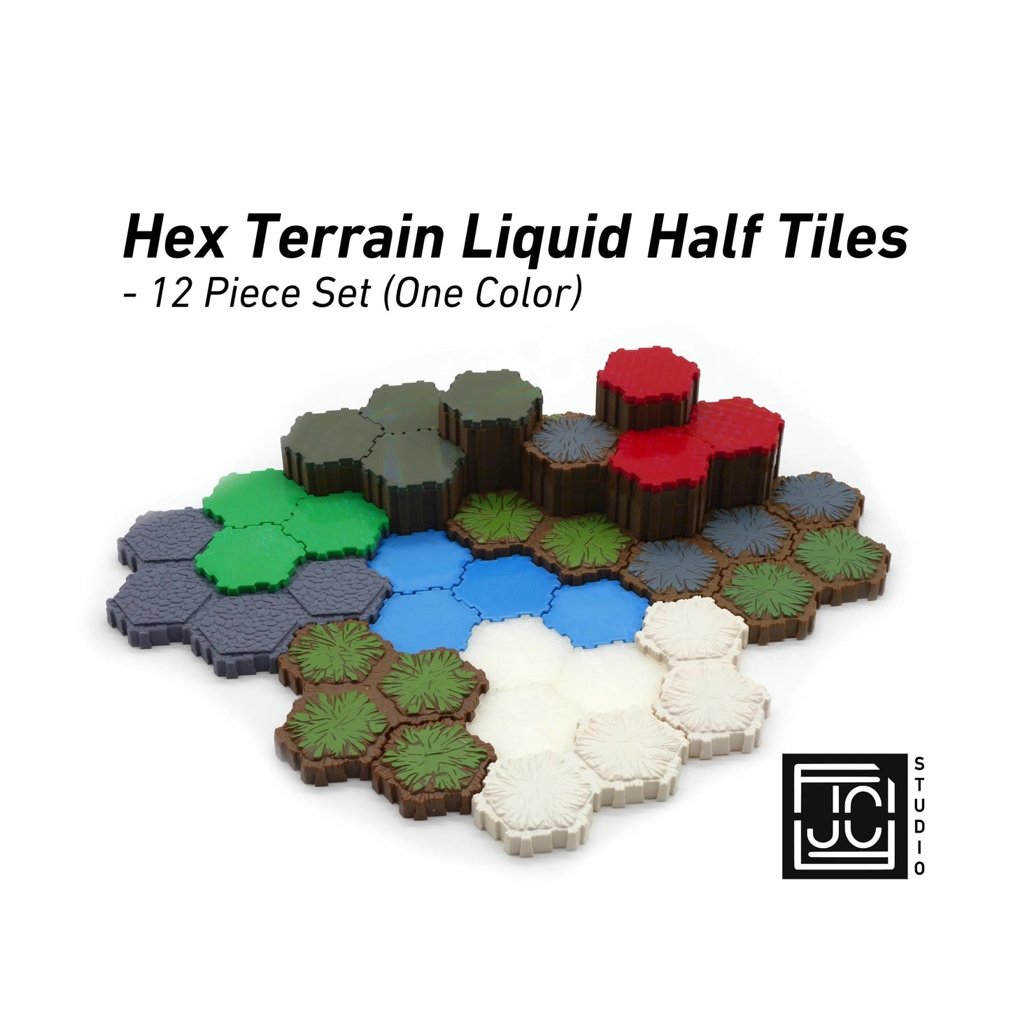 Hero Scape Compatible Hex Terrain Liquid Half Tiles | Tabletop Terrain Pieces | Paintable Miniature Board Game | DnD Role Play Game Upgrade
