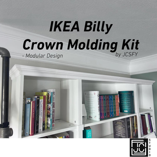 Billy Bookshelf Crown Molding Kit | Modular Pack for Any Width Combination of Ikea Billy Shelves | Shelf Aligner | Easy No Glue or Screws
