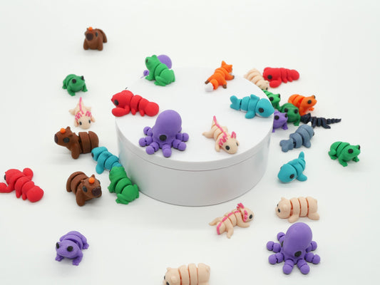 Mini Fidget Animal Mystery Pack – Random 3D Printed Creatures 2, 5, or 10 Pack | Tiny Pocket Pets for Fidgeting or Desktop Work Toy