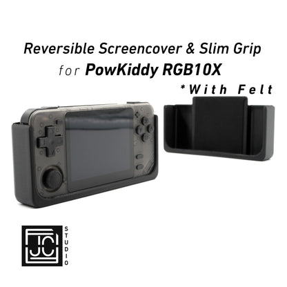 2-n-1 Grip for PowKiddy RGB10X Reversible Screen Cover Slim Grip Felt Screen Protector Gaming Handheld Protection with Fun Textured Pattern
