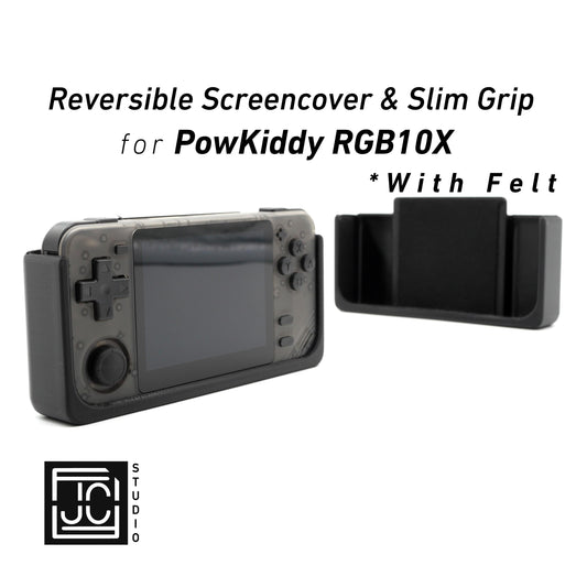 2-n-1 Grip for PowKiddy RGB10X Reversible Screen Cover Slim Grip Felt Screen Protector Gaming Handheld Protection with Fun Textured Pattern