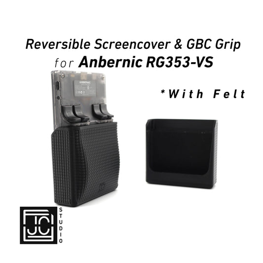 2-n-1 Grip for Anbernic RG353VS Reversible Screen Cover GBC Chin Grip Felt Screen Protector Gaming Handheld Protection Fun Textured Pattern
