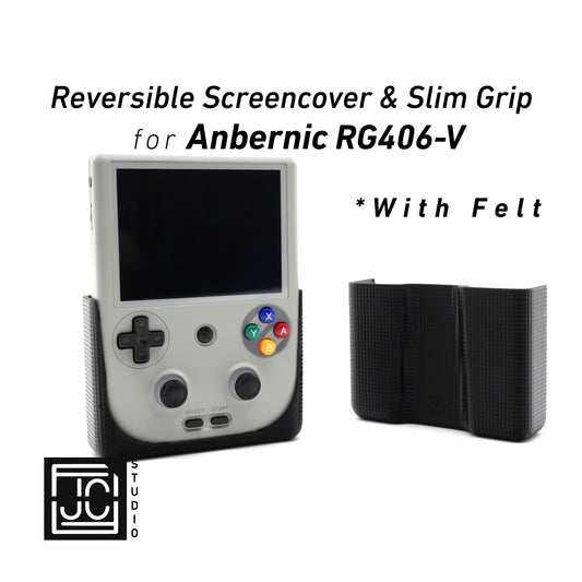 2-n-1 Grip for Anbernic RG406V Reversible Screen Cover Slim Chin Grip Felt Screen Protector Gaming Handheld Protection Fun Textured Pattern