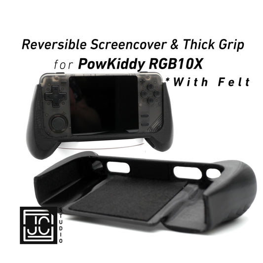 2-n-1 Grip for PowKiddy RGB10X Reversible Screen Cover Comfort Grip Felt Screen Protector | Gaming Handheld Protection with Textured Pattern