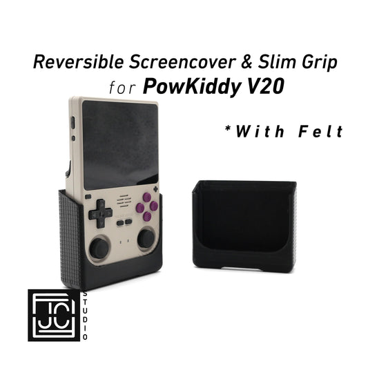 2-n-1 Grip for PowKiddy V20 Reversible Screen Cover Slim Chin Grip Felt Screen Protector Gaming Handheld Protection Fun Textured Pattern