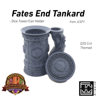 D20 Critical Tankard Dice Tower and Can Holder with Dice Vault | Fates End RolePlay RP Gamer Mug Roll Gift Storage DND Classes from JCSFY