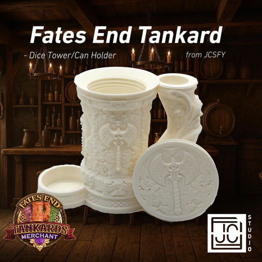 Barbarian Tankard Dice Tower and Can Holder with Dice Vault | Fates End RolePlay RP Gamer Mug Roll Gift Storage DND Classes from JCSFY