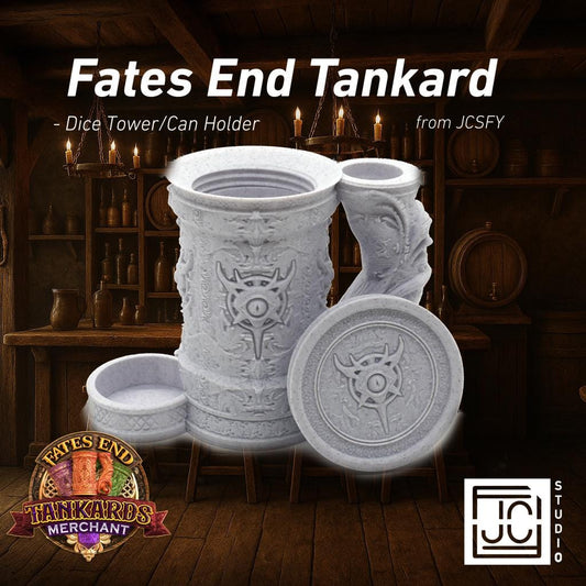 Warlock Themed Tankard Dice Tower and Can Holder with Dice Vault | Fates End RolePlay RP Gamer Mug Roll Gift Storage DND Classes from JCSFY