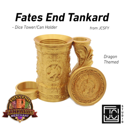 Dragon Themed Tankard Dice Tower and Can Holder with Dice Vault | Fates End RolePlay RP Gamer Mug Roll Gift Storage DND Classes from JCSFY