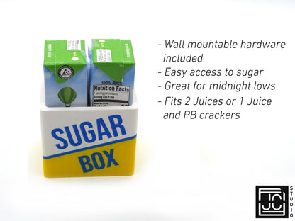 Juice Box Wall Storage Holder | Nightstand Snack Bin for Low Blood Sugar | Bedroom Hallway Mount | Energy Box Organizer Sugar Box by JCSFY