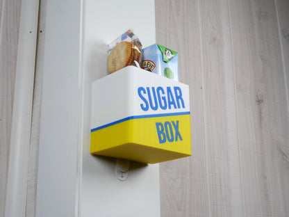 Juice Box Wall Storage Holder | Nightstand Snack Bin for Low Blood Sugar | Bedroom Hallway Mount | Energy Box Organizer Sugar Box by JCSFY