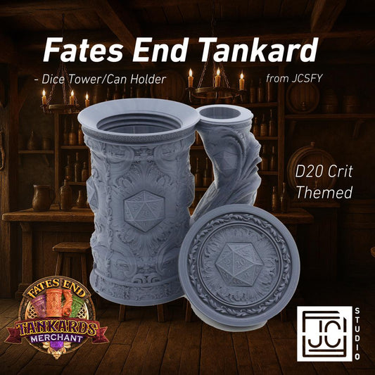 D20 Critical Tankard Dice Tower and Can Holder with Dice Vault | Fates End RolePlay RP Gamer Mug Roll Gift Storage DND Classes from JCSFY