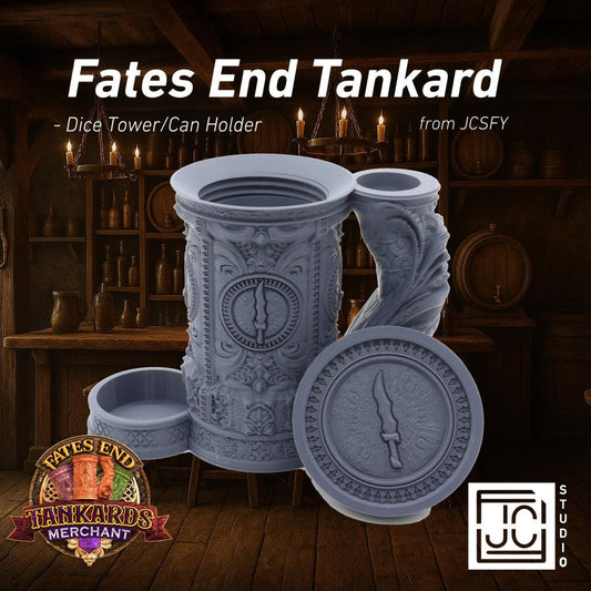 Rogue Themed Tankard Dice Tower and Can Holder with Dice Vault | Fates End RolePlay RP Gamer Mug Roll Gift Storage DND Classes from JCSFY